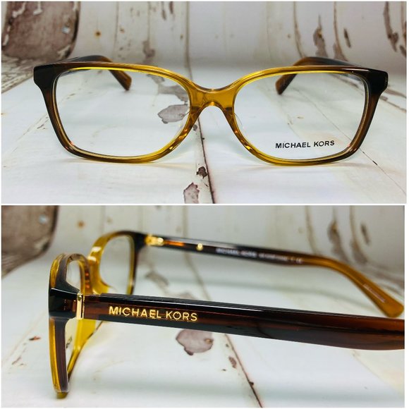 Michael Kors Rectangle Amber Brown Eyeglasses NWOT